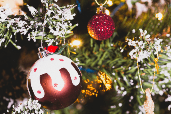 Christmas ornaments on a tree