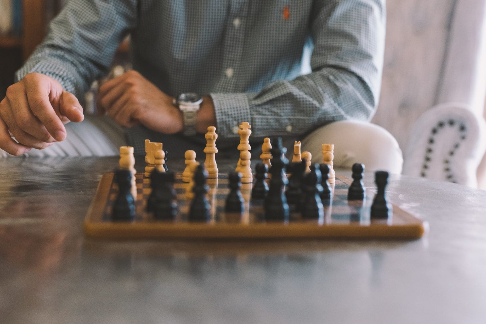 man playing chess