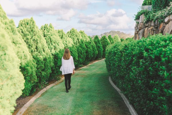 Woman walking in the garden
