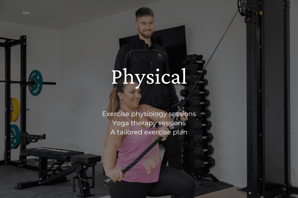 Exercise physiologist working with a patient in an mental health day program