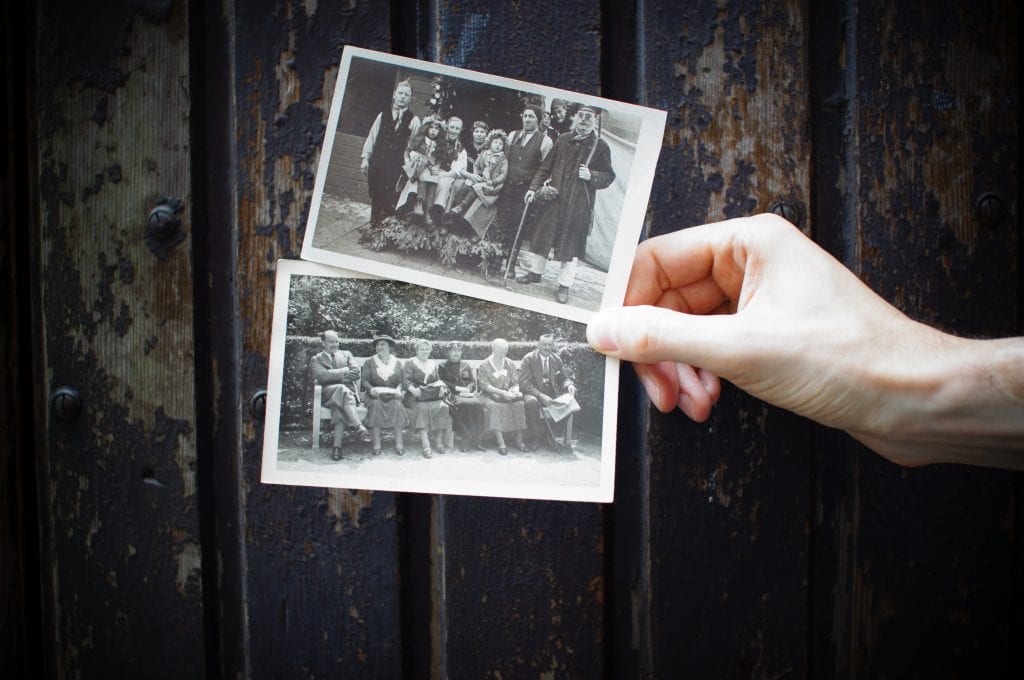 Image of old photographs of families