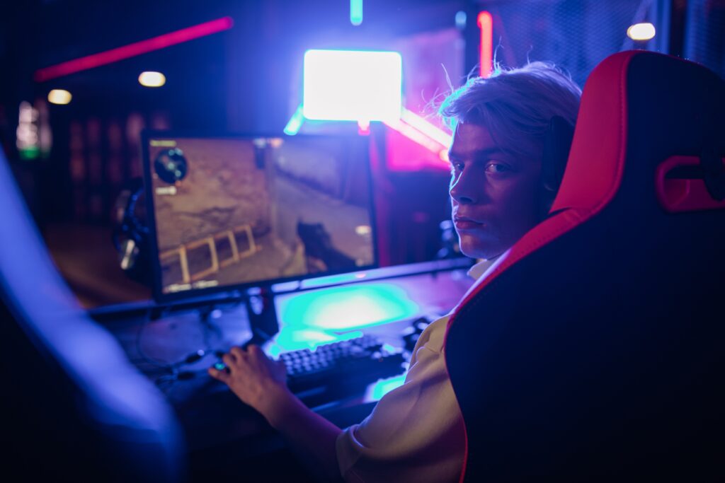 Young man experiencing gaming addiction